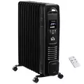 HOMCOM 2500W Digital Display Oil Filled Radiator, 11 Fin Portable Electric Heater with Timer, Adjustable Thermostat, Three Heat settings, Safety Cut Off, Remote, Black - 1