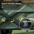 Outsunny Folding Trolley Cart Storage Wagon Beach Trailer 4 Wheels with Handle Overhead Canopy Cart Push Pull for Camping, Green - 4