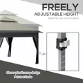 Outsunny 3 x 3(m) Pop Up Gazebo with Mosquito Netting, 1 Person Easy up Marquee Party Tent with 1-Button Push, Double Roof, Carry Bag, Sandbags, Height Adjustable Instant Shelter, Grey - 7