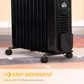 HOMCOM 2500W Digital Display Oil Filled Radiator, 11 Fin Portable Electric Heater with Timer, Adjustable Thermostat, Three Heat settings, Safety Cut Off, Remote, Black - 7