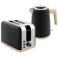 HOMCOM Stainless Steel Kettle and Toaster Set, 1.7L 3000W Fast Boil Kettle & 2 Slice Toaster Kitchen Set with 7 Level Browning Controls, Defrost, Reheat, Auto Off, Boil-dry Protection, Black - 1