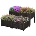 Outsunny Set of 4 26L Garden Raised Bed Elevated Patio Flower Plant Planter Box PP Vegetables Planting Container, Brown - 1