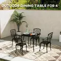Outsunny Square Garden Table with Slat Top, Steel Frame, Outdoor Table for 4 Person, 80 x 80 x 74 cm, Black - 4