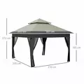 Outsunny 3 x 3(m) Pop Up Gazebo with Mosquito Netting, 1 Person Easy up Marquee Party Tent with 1-Button Push, Double Roof, Carry Bag, Sandbags, Height Adjustable Instant Shelter, Grey - 3