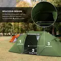 Outsunny 4-6 Man Camping Tent with Living Area and 2 Bedrooms, Hiking Sun Shelter, UV Protection Tunnel Tent, Dark Green - 4
