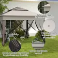 Outsunny 3.25 x 3.25m Pop Up Gazebo, Double-roof Garden Tent with Netting and Carry Bag, Party Event Shelter for Outdoor Patio, Brown and Grey - 6