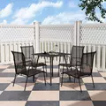 Outsunny Square Garden Table with Slat Top, Steel Frame, Outdoor Table for 4 Person, 80 x 80 x 74 cm, Black - 7