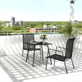 Outsunny Square Garden Table with Slat Top, Steel Frame, Outdoor Table for 4 Person, 80 x 80 x 74 cm, Black - 2