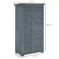 Outsunny 39.5 x 79cm Fir Wood Garden Shed - Grey - 3