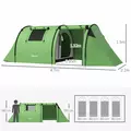 Outsunny Four Man Duo Room Tunnel Tent, with Accessories - Green - 3