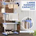 HOMCOM Foldable Clothes Drying Rack, 4-Tier Steel Garment Laundry Rack with Castors for Indoor and Outdoor Use, Blue - 4