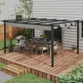 Outsunny 4 x 3(m) Aluminium Pergola with Retractable Roof, Garden Gazebo Canopy Shelter for Outdoor, Patio, Grey - 9