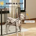 PawHut 6 Panels Dog Playpen, Portable Detachable Puppy Pen with Door, for Large Dogs, 100cm High, Grey - 5