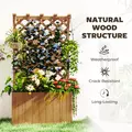 Outsunny Wooden Planter with Trellis, Freestanding Raised Garden Bed with Drainage Holes, Outdoor Planter Box with Liner for Vegetables, Herbs and Flowers, Natural - 6