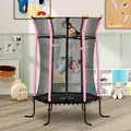 HOMCOM Kids Trampoline Mini Bouncer with Enclosure Safety Net For Ages 3-10 Years - Pink - 2