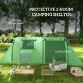 Outsunny Four Man Duo Room Tunnel Tent, with Accessories - Green - 4