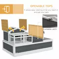 PawHut Tortoise House 3-Room with 2 Stories, Ladder, Balcony, Tray, Openable Roof, 59H x 112L x 65Wcm, Grey - 5