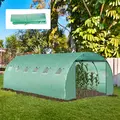 Outsunny 6 x 3 x 2m Greenhouse Replacement Cover ONLY Winter Garden Plant PE Cover for Tunnel Walk-in Greenhouse with Roll-up Windows Door Outdoor, Green - 2