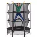 HOMCOM 4.6FT/55" Kids Trampoline with Enclosure Net, Outdoor Indoor Use, for Ages 3-10 Years, Black - 1