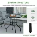 Outsunny Outdoor φ80cm Round Dining Table Tempered Glass Top Steel Frame Bistro Coffee End Side Table Garden w/ Parasol Hole - 6