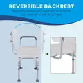HOMCOM Height Adjustable Shower Chair, Non Slip Bath Transfer Bench for Elderly, Disabled with Armrest and Backrest, 300 lbs Capacity, White - 6