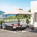 Outsunny 3x3(m) Replacement Gazebo Canopy, Double Tier Roof Top for Garden, Patio, Outdoor, Beige (TOP ONLY) - 2