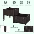 Outsunny Set of 2 26L Garden Raised Bed Elevated Patio Flower Plant Planter Box PP Vegetables Planting Container, Brown - 5