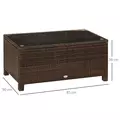 Outsunny PE Rattan Garden Coffee Table with Glass Table Top - Brown - 3