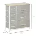 HOMCOM Chest of Drawers with 7 Drawers, Fabric Drawers with Large Storage Space, Drawers Dresser with Metal Frame, Adjustable Feet for Bedroom Living Room, Light Grey - 3