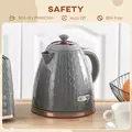 HOMCOM 3kW Rapid Boil Honeycomb Kettle - Grey - 7