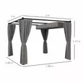 Outsunny 3 x 3m Moving Canopy Metal Pergola, with Curtains - Grey - 3