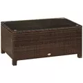 Outsunny PE Rattan Garden Coffee Table with Glass Table Top - Brown - 1
