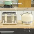 HOMCOM Polished Stainless Steel Kettle and Toaster Set - Cream - 7