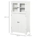 kleankin Bathroom Floor Cabinet, Freestanding Kitchen Cupboard with 2 Drawers, Adjustable Shelves and Tempered Glass Door, Wooden  Storage Unit for Living Room Kitchen Hallway - 2