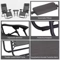 Outsunny 3pcs Folding Zero Gravity Chairs Sun Lounger Table Set w/ Cup Holders Reclining Garden Yard Pool, Dark Grey - 7
