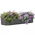 Outsunny Galvanised Raised Garden Bed, Metal Planter Box with Safety Edging, for Flowers, Herbs, Succulents, Dark Grey - 1