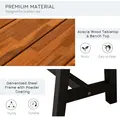 Outsunny Garden 3 Pieces Acacia Wood Picnic Table and 2 Benches Set Dining Trestle Beer Table Patio Outdoor Indoor Furniture - 3