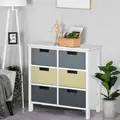 HOMCOM 6 Drawer Storage Tower, Dresser Chest with Wood Top, Organiser Unit for Closets Bedroom Nursery Room Hallway - 1