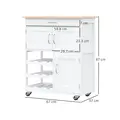 HOMCOM Modern Kitchen Trolley, Rolling Island Storage Cart with Drawer, 9-bottle Wine Rack, Door Cabinets, Wooden Countertop, White - 2