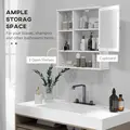 kleankin Bathroom Cabinet, Wall Mount Storage Organizer with Mirror, Adjustable Shelf for Bathroom, Kitchen, Bedroom, White - 4