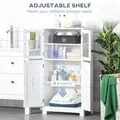 kleankin Bathroom Floor Cabinet, Freestanding Kitchen Cupboard with 2 Drawers, Adjustable Shelves and Tempered Glass Door, Wooden  Storage Unit for Living Room Kitchen Hallway - 4