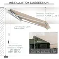 Outsunny 4x2.5m Manual Awning Window Door Sun Weather Shade w/ Handle Beige - 7