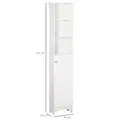 HOMCOM Tall Bathroom Cabinet, Freestanding Slim Bathroom Storage Unit with Adjustable Shelves and Shutter Door, Floor Storage Cupboard with 6 Shelves, 165H x 34W x 20D cm, White - 2