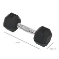 HOMCOM 2x5kg Rubber Dumbbell Sports Hex Weights Sets Gym Fitness Lifting Home - 2