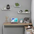 HOMCOM Floating Shelves, Set of 3 Wall Shelf, Shelves for Wall Invisible Mounting, Bedroom Living Room, White - 6