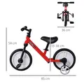 HOMCOM 11 Inch Kids Balance Bike Training Pedal Bicycle W/ Removable Stabilizers EVA Tyres Adjustable Seat Height 2 to 5 Years Gift for Boys Girls Red - 2