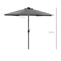 Outsunny 2.7m Garden Parasol Sun Umbrella w/ LED Solar Light Angled Canopy Grey - 2