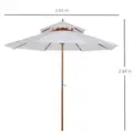Outsunny 2.7m Elegant Wooden Frame Parasol Umbrella - White - 2