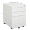Vinsetto 3 Drawer Filling Cabinet, Mobile Metal File Cabinet with Anti-tilt Design for Letter, A4, Legal Size, White - 2