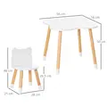 HOMCOM 3-Piece Kids Table and Chair Set with 2 Bear-Shaped Chairs, for Ages 1-4 Years, White - 2